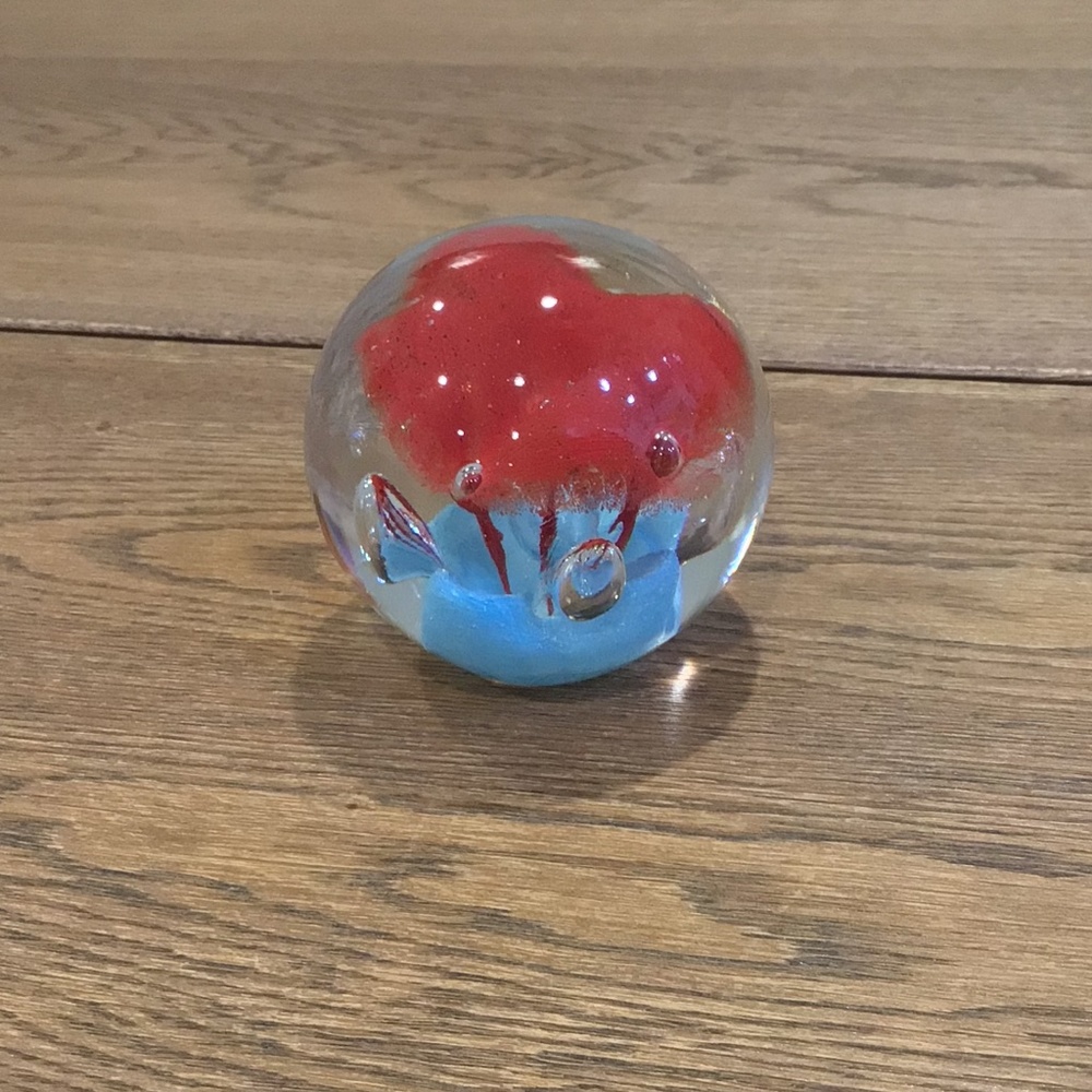 Hand Made in Poland Crystal paperweight Confetti Glass with controlled bubbles